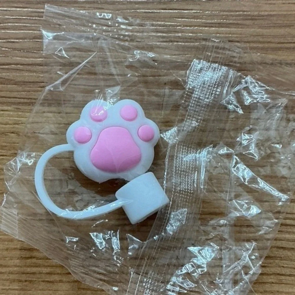 Cute Cloud Paw Print Rainbow Straw Caps Tops Covers for Tumblers
